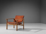 Arne Jacobsen for Fritz Hansen Easy Chair in Oak and Cognac Leather