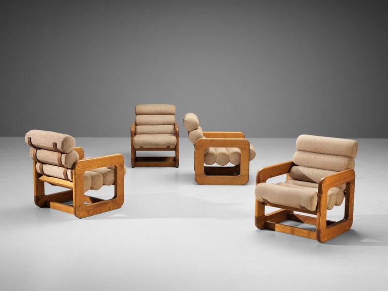 Extraordinary Lounge Chairs in Ash and Off-White Upholstery