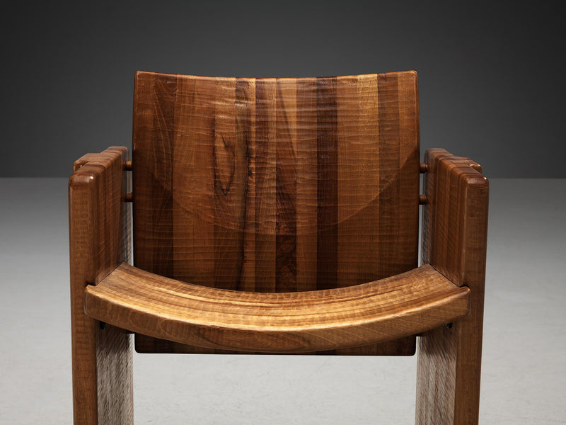 Rare Giuseppe Rivadossi Hand Carved Armchair in Walnut