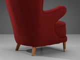 Danish Lounge Chair in Red Upholstery
