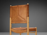 Italian Set of Ten Dining Chairs in Black and Cognac Leather