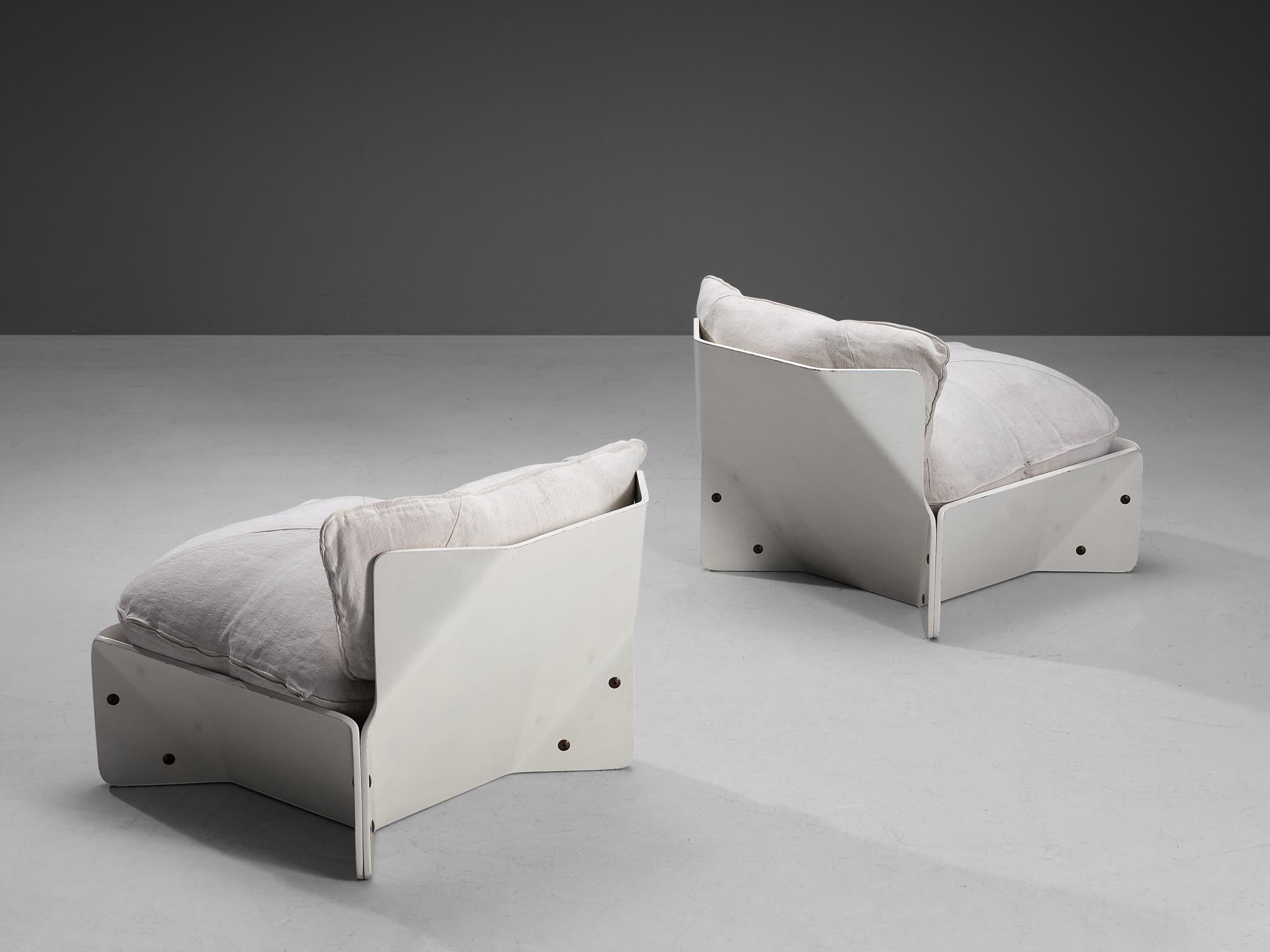 Christensen & Larsen Pair of Eccentric Lounge Chairs with Coffee Table