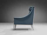 Gio Ponti for Poltrona Frau Lounge Chair 'Dezza' in Light Blue Leather