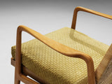 Scandinavian Modern Lounge Chair in Wood and Cane