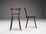 French Pastoral Pair of Dining Chairs in Stained Wood