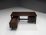 Guillerme & Chambron Corner Desk in Stained Oak