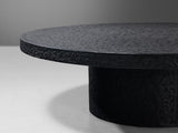 Brutalist Round Coffee Table in Black Stone Look Resin