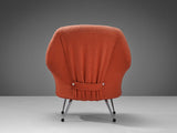 Marco Zanuso for Arflex Easy Chair in Coral Red Upholstery