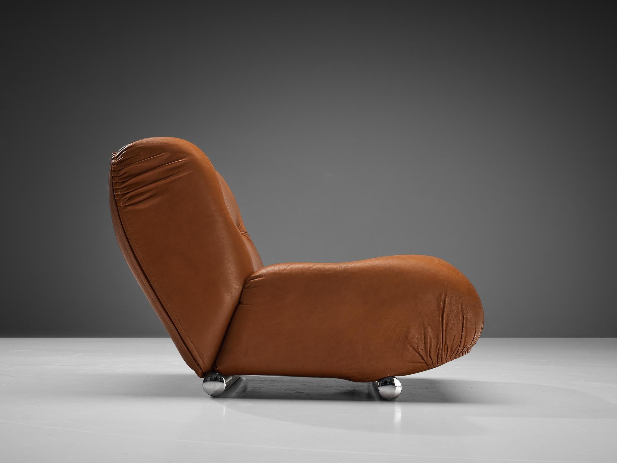 Giuseppe Munari Lounge Chair in Cognac Leather