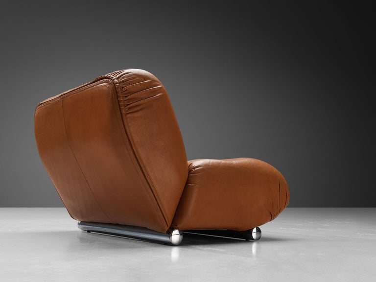 Giuseppe Munari Lounge Chairs in Cognac Leather