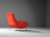 François Letourneur Pair of Lounge Chairs in Red Velvet Upholstery