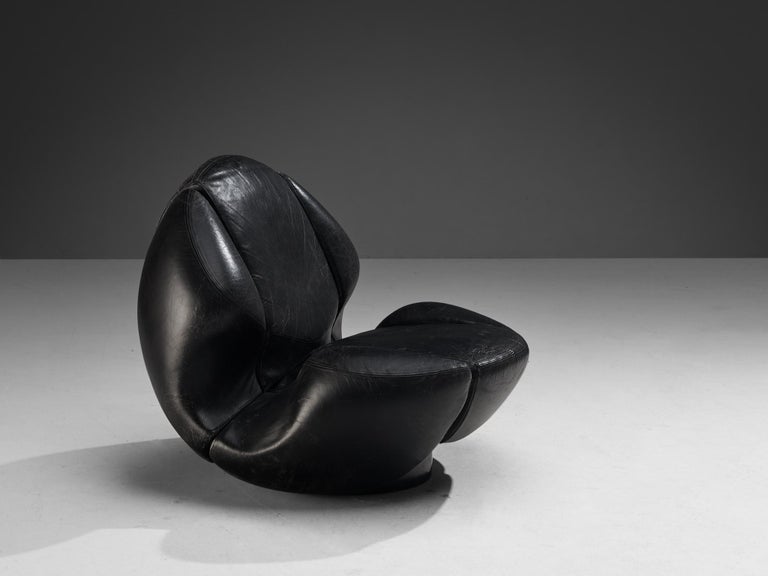 Mario Marenco for Comfortline 'Nova' Lounge Chair in Black Leather