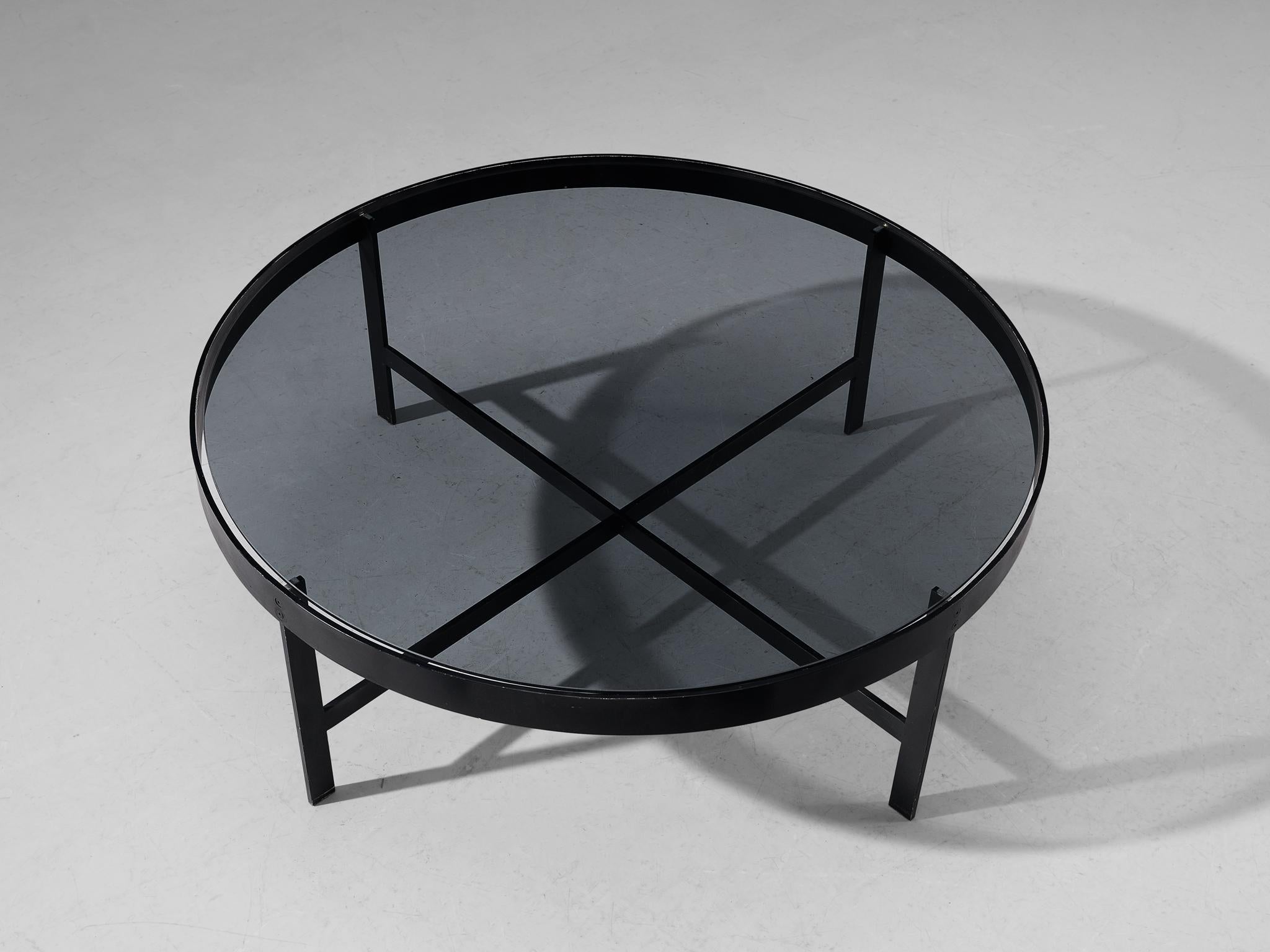 Janni Van Pelt Round Coffee Table in Black Metal and Glass