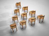 Large Set of Ten Danish Dining Chairs in Pine