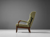 1930s Swedish Easy Chair in Olive Green Upholstery