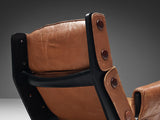 Osvaldo Borsani for Tecno 'Canada' Lounge Chair in Cognac Brown Leather