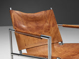 Martin Visser for 't Spectrum Pair of Armchairs in Patinated Cognac Leather