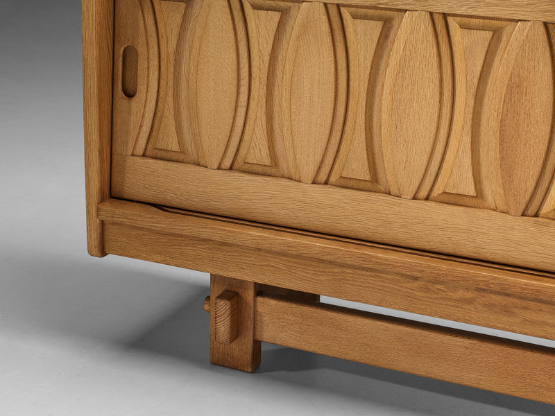 Guillerme & Chambron Sideboard in Solid Oak and Ceramics