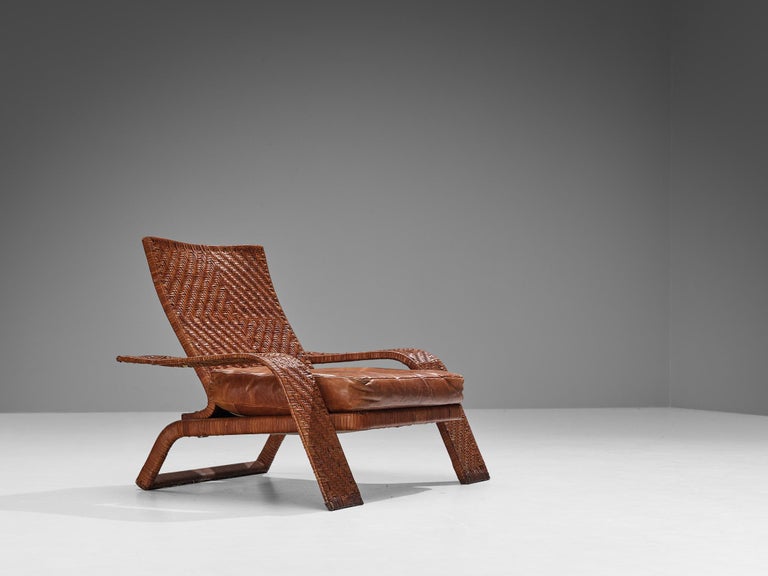 Marzio Cecchi for Studio Most Lounge Chair in Woven Cognac Leather