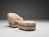 Vivai Del Sud Lounge Chair and Ottoman in Bamboo and Tropical Upholstery