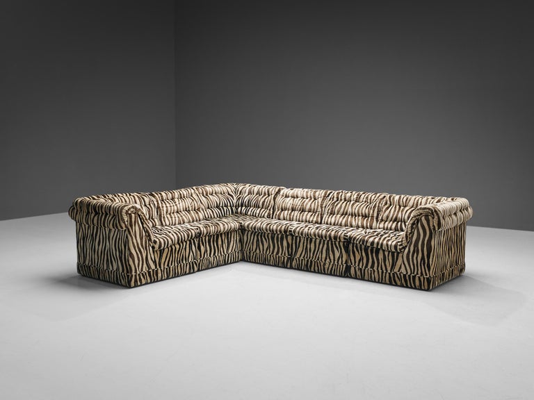 Swedish Sectional Sofa in Zebra Upholstery