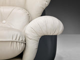 Italian Bulky Pair of Lounge Chairs in Fiberglass and Leatherette