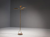 Angelo Lelii for Arredoluce Floor Lamp with Leaves in Hammered Brass