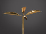 Angelo Lelii for Arredoluce Floor Lamp with Leaves in Hammered Brass