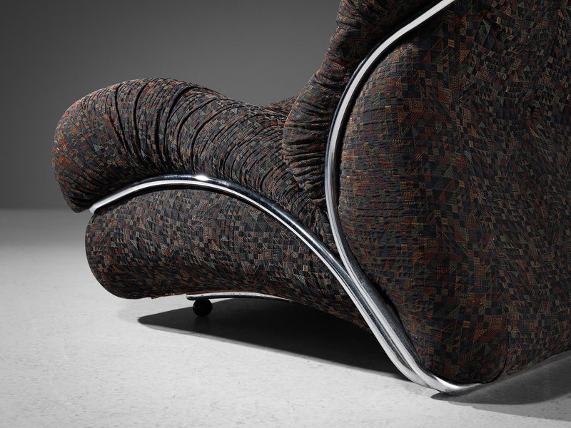 I.P.E. Pair of 'Corolla' Modular Lounge Chairs in Geometric Brown Upholstery