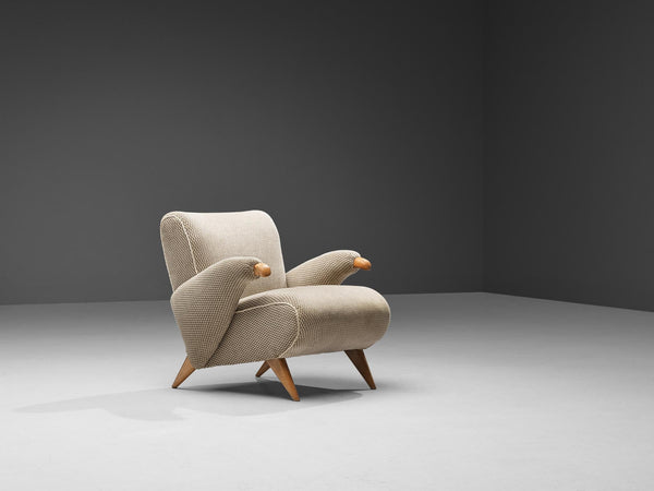 Lounge Chair in Beige Patterned Upholstery