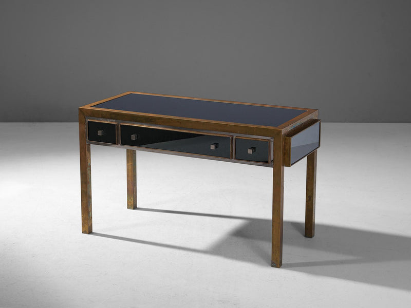 Michel Pigneres Mirrored Console in Metal and Brass