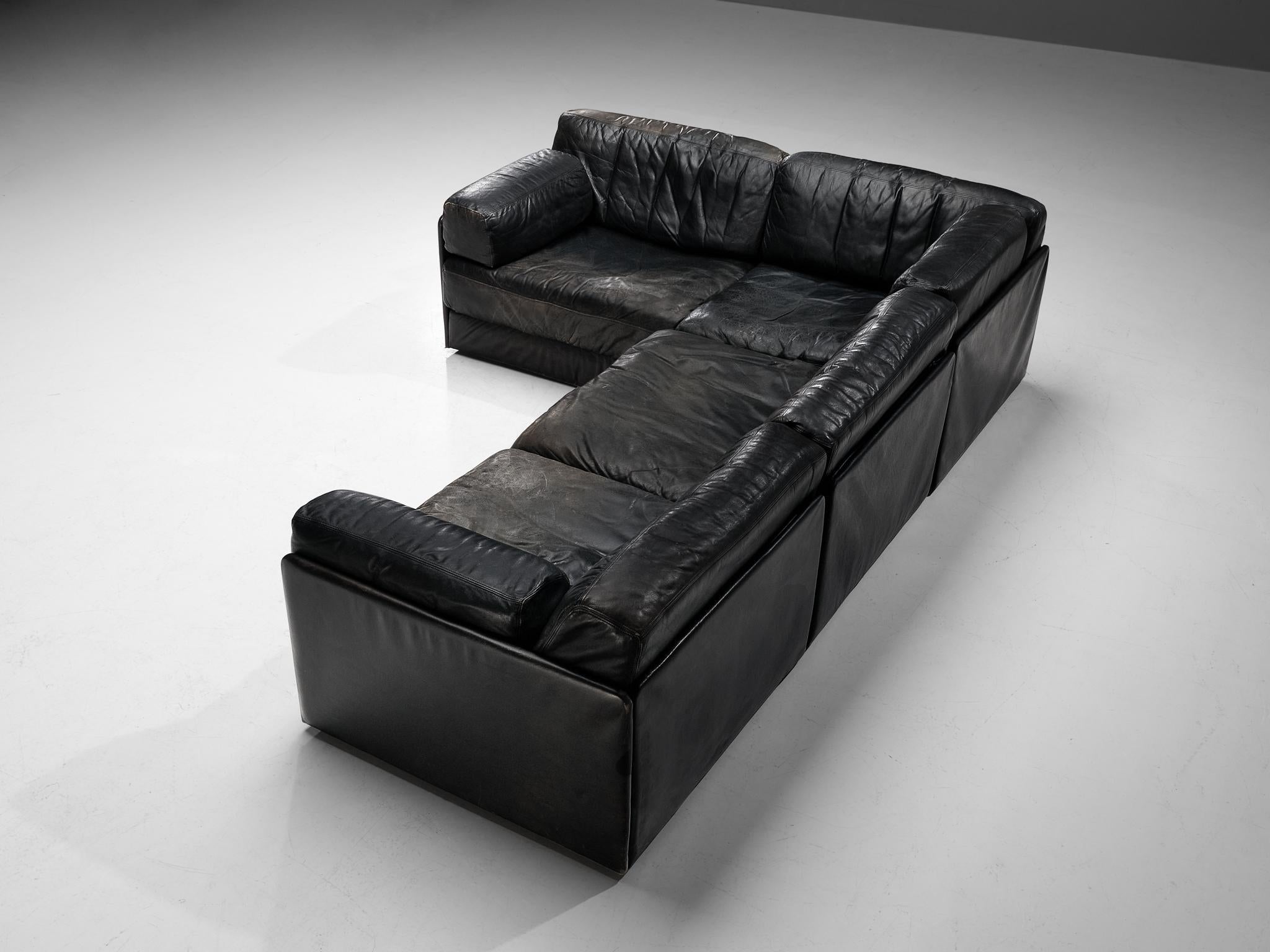 De Sede Sectional Sofa ‘DS-76’ in Black Leather