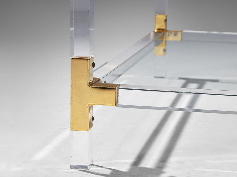Coffee Table with Plexiglass Frame and Glass Top