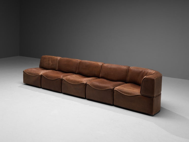 De Sede Sectional Sofa Model ‘DS-15’ in Patinated Leather