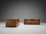 Tito Agnoli for Arflex Pair of Two Seater Sofas in Cognac Leather