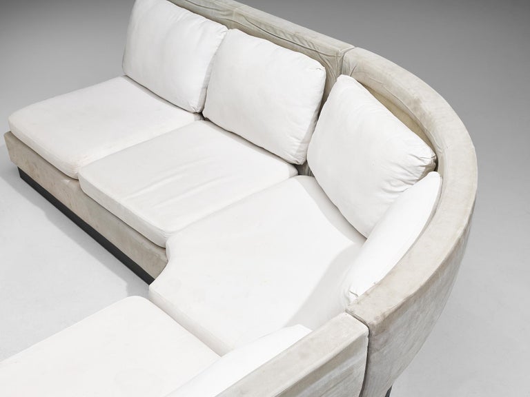 Willy Rizzo for Mario Sabot Sectional Corner Sofa in White Upholstery