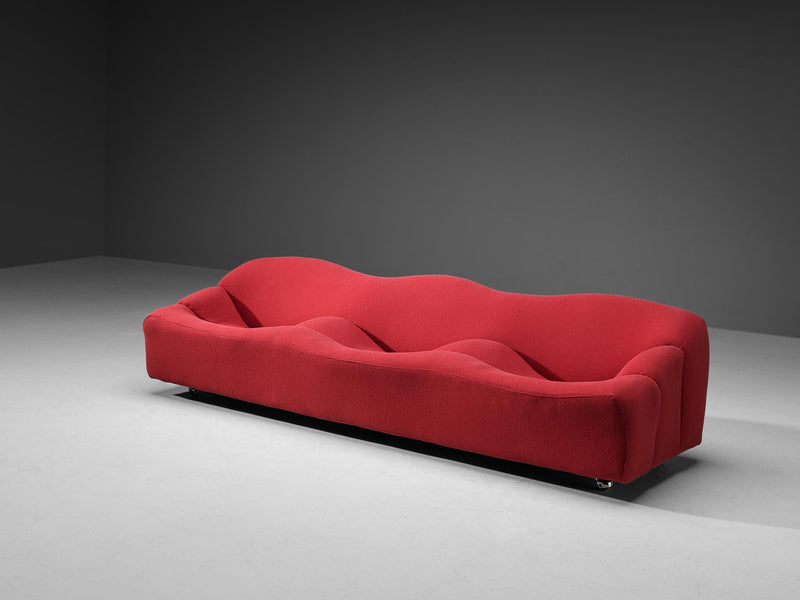 Pierre Paulin for Artifort Three-seater 'ABCD' Sofa in Red Upholstery