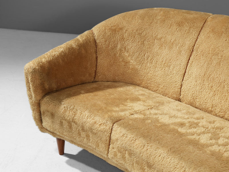 Three-Seater Sofa in Yellow Teddy Upholstery