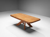 Early Pierre Chapo Aban 'T35D' Dining Table in Solid Elm