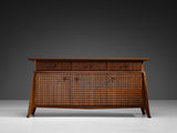 Ernesto Valabrega Sideboard in Stained Oak and Brass