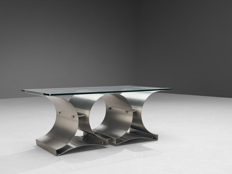 François Monnet Coffee Table in Steel and Glass