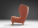 Rare Marianne Boman-schleutker for Boman Easy Chair in Pink Velvet & Birch