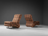 Vittorio Varo for I.P.E. Pair of 'Cigno' Lounge Chairs in Checkered Upholstery