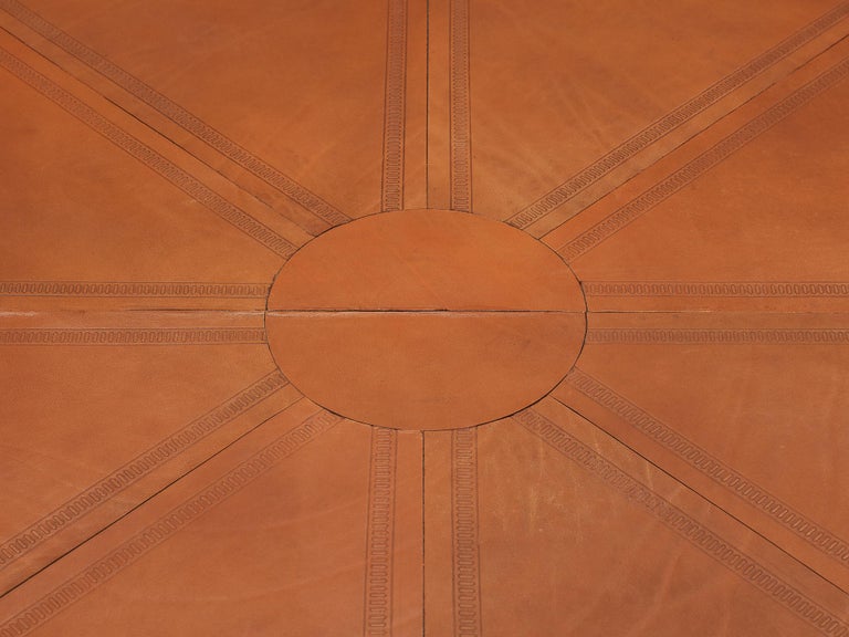 Guido Faleschini for Mariani Round Table in Cognac Leather 8ft