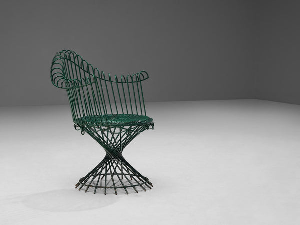 Mathieu Mategot 'Anthéor' Armchair in Green Lacquered Iron