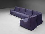 Organically Shaped Modular Sofa in Purple Upholstery
