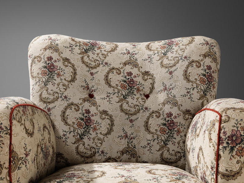 Lounge Chair in Floral Upholstery