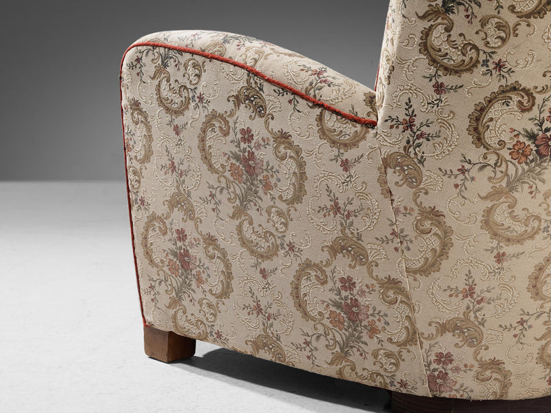 Lounge Chair in Floral Upholstery