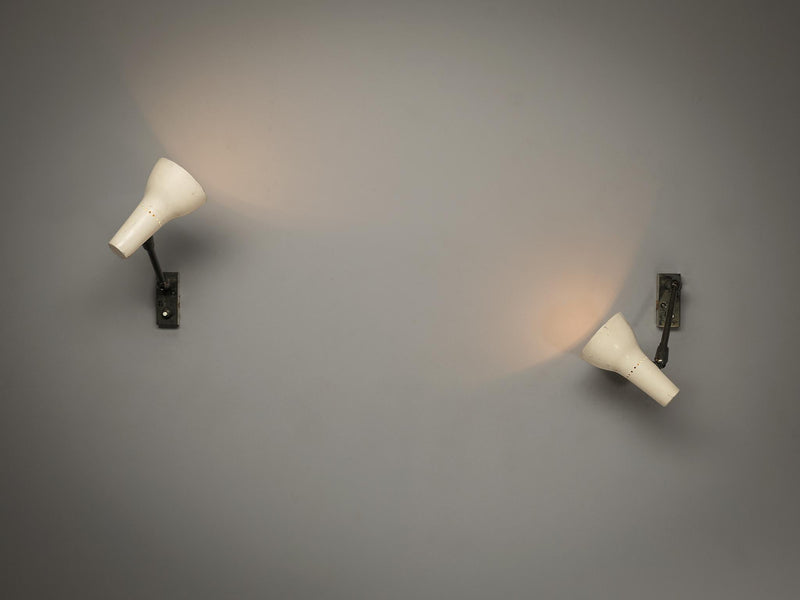 Giuseppe Ostuni for O-Luce Pair of Wall Lights in Nickel-Plated Brass