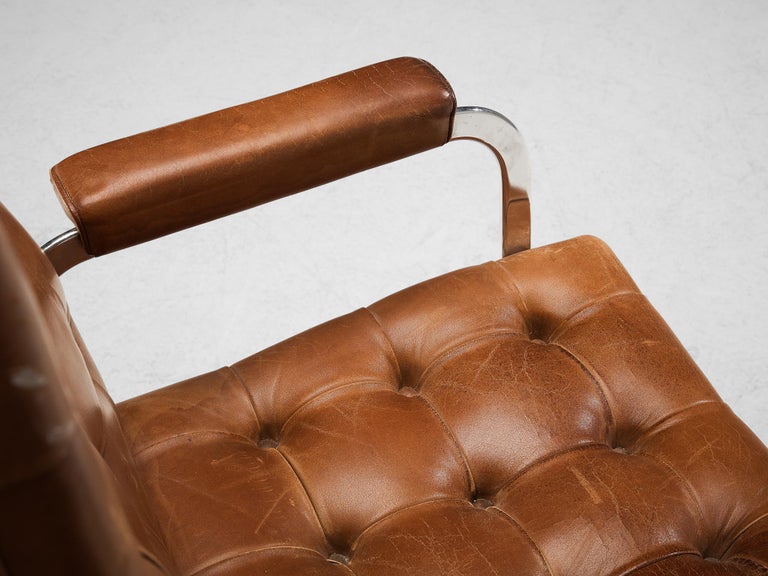 Robert Haussmann for De Sede Set of Four Armchairs in Cognac Leather